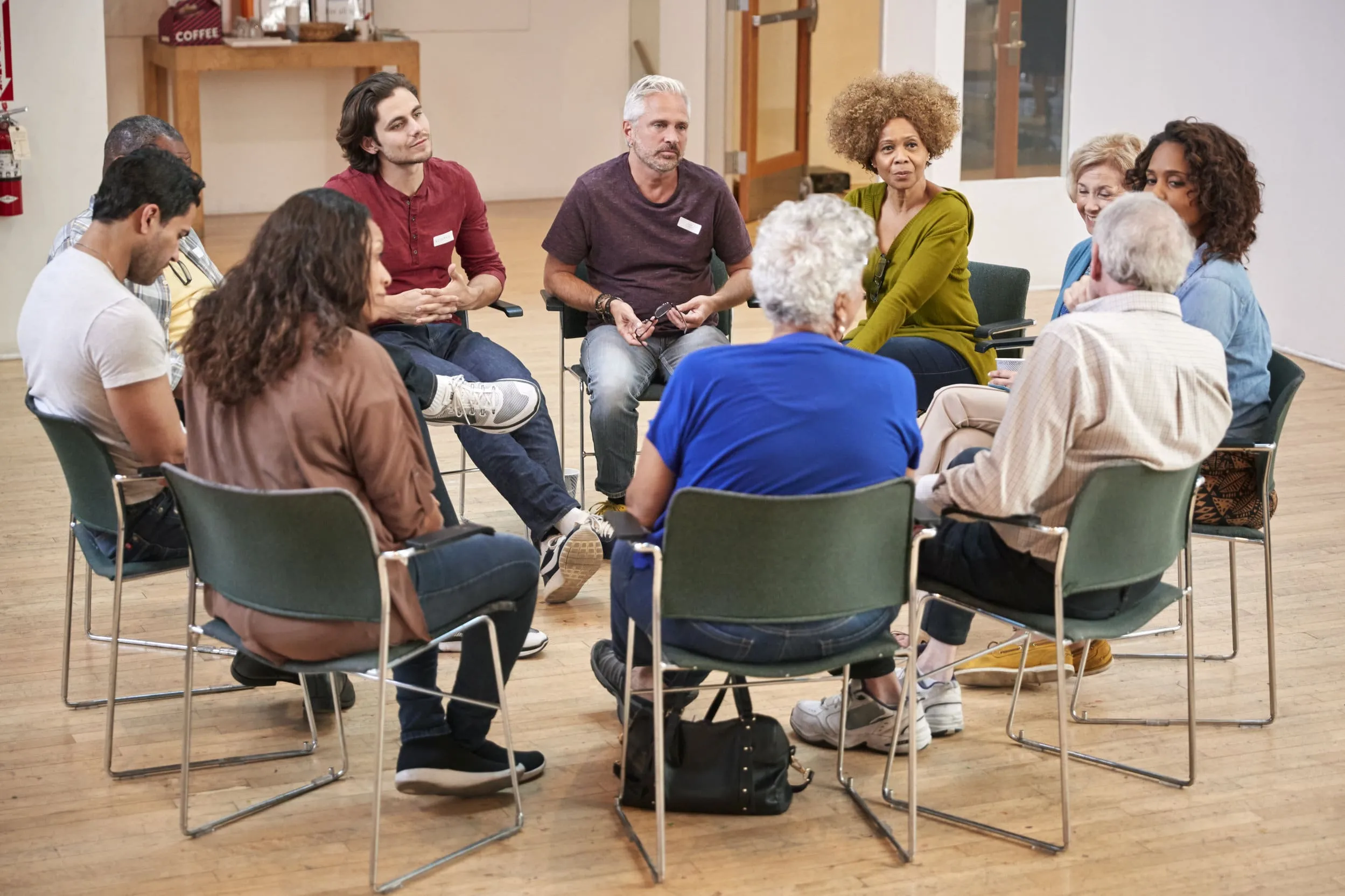 People supporting one another in a group